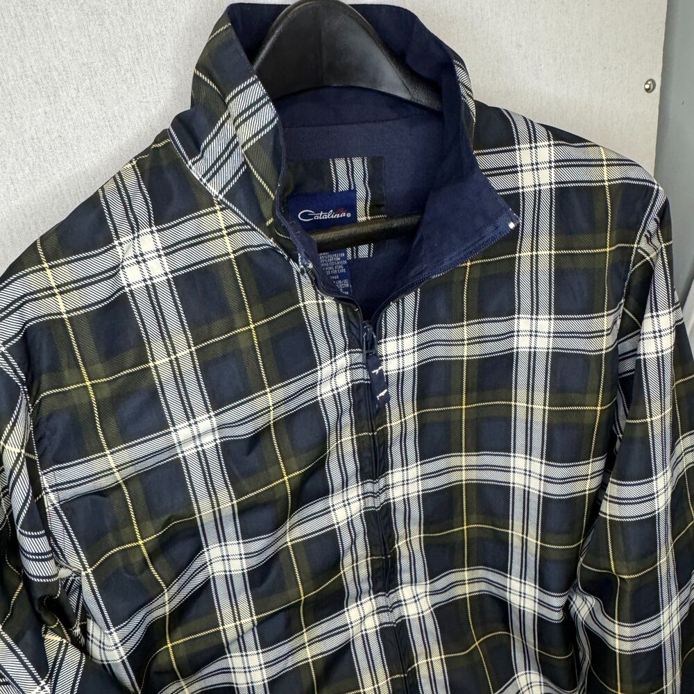 VTG Catalina Plaid Windbreaker Jacket Men’s L Full Zip Lightweight Retro - Picture 2 of 9